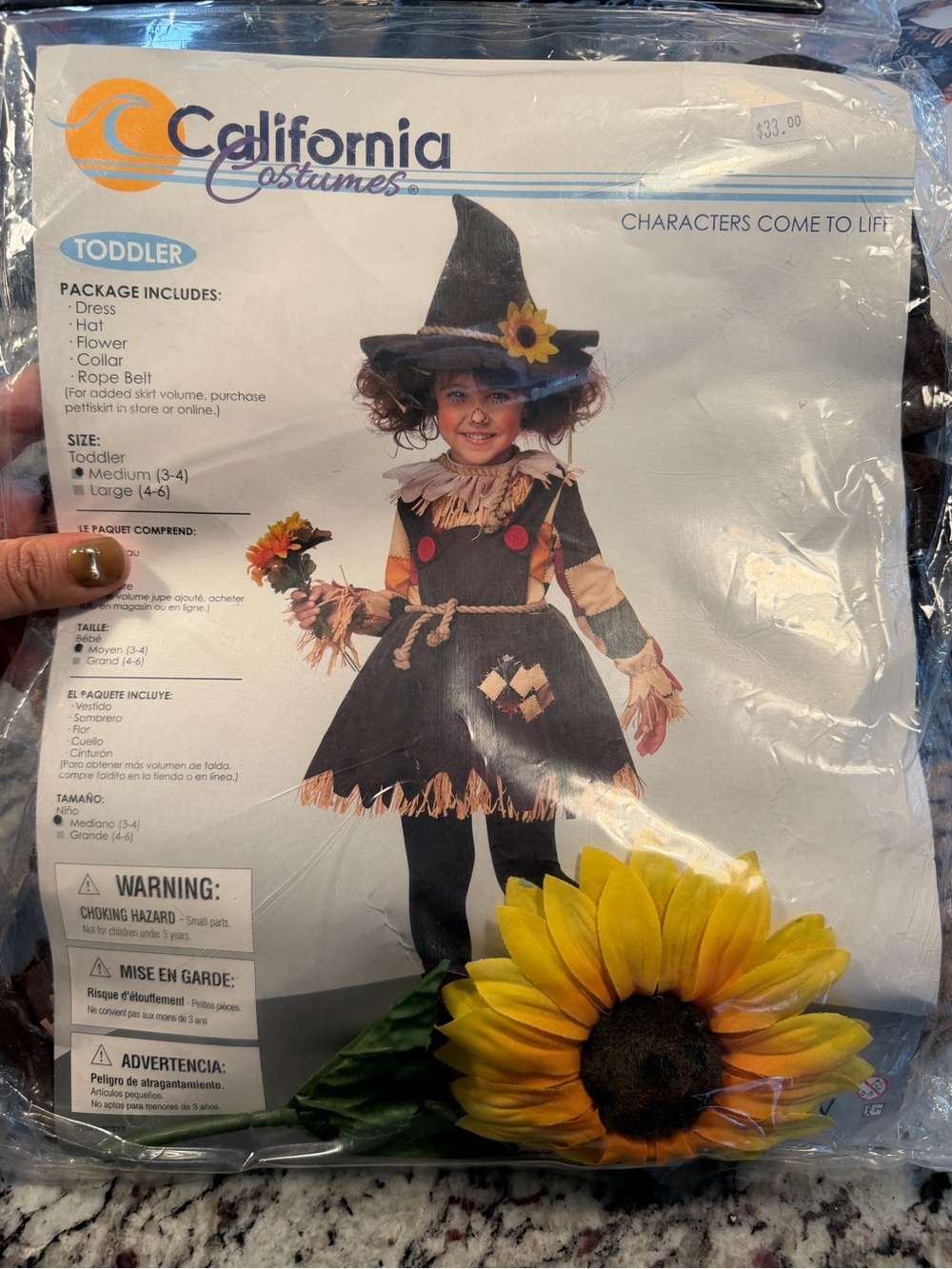 California Costumes Toddler Scarecrow Outfit - Black & Brown with Yellow Accent